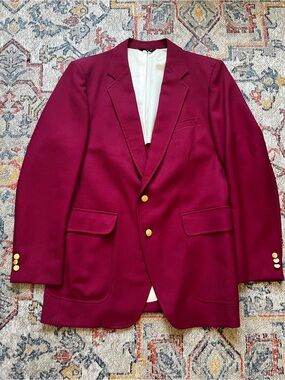 Kuppenheimer Men's Burgundy Sport Coat with Gold Buttons Size Photos*